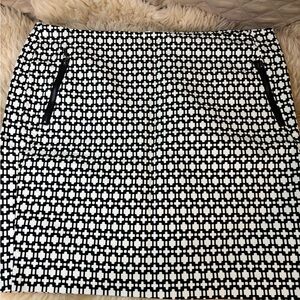 Kenar Black and White Geometric Pencil Skirt